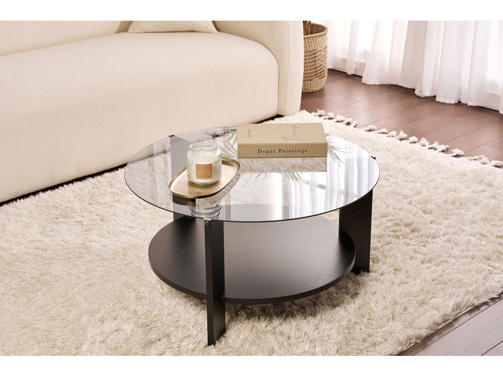 Mesa de centro em madeira "Clara" - 75 x 75 x 40 cm - madeira NoirFumée