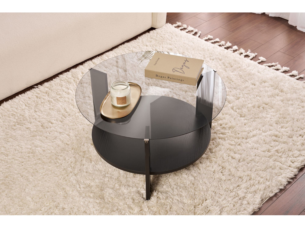 Mesa de centro em madeira "Clara" - 75 x 75 x 40 cm - madeira NoirFumée
