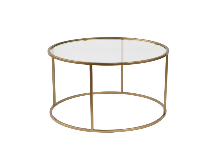 Mesa de centro metálica "Aurum" - 80 x 80 x 43 cm - Ouro transparente