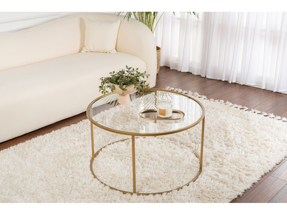 Mesa de centro metálica "Aurum" - 80 x 80 x 43 cm - Ouro transparente