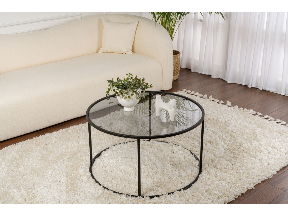 Mesa de centro metálica "Aurum" - 80 x 80 x 43 cm - Preto cinzento