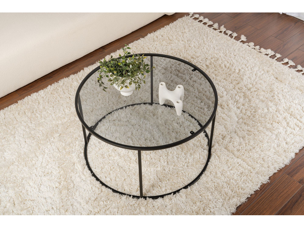 Mesa de centro metálica "Aurum" - 80 x 80 x 43 cm - Preto cinzento