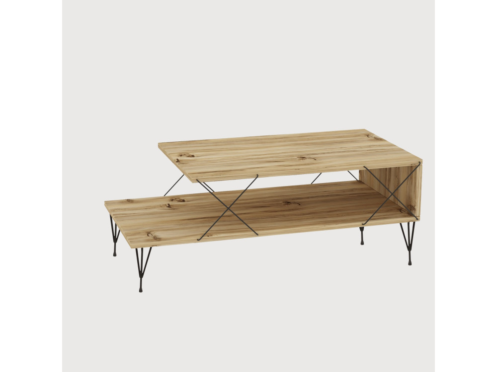 Mesa de centro em madeira "Loire" - 100 x 50 x 40 cm - Castanho