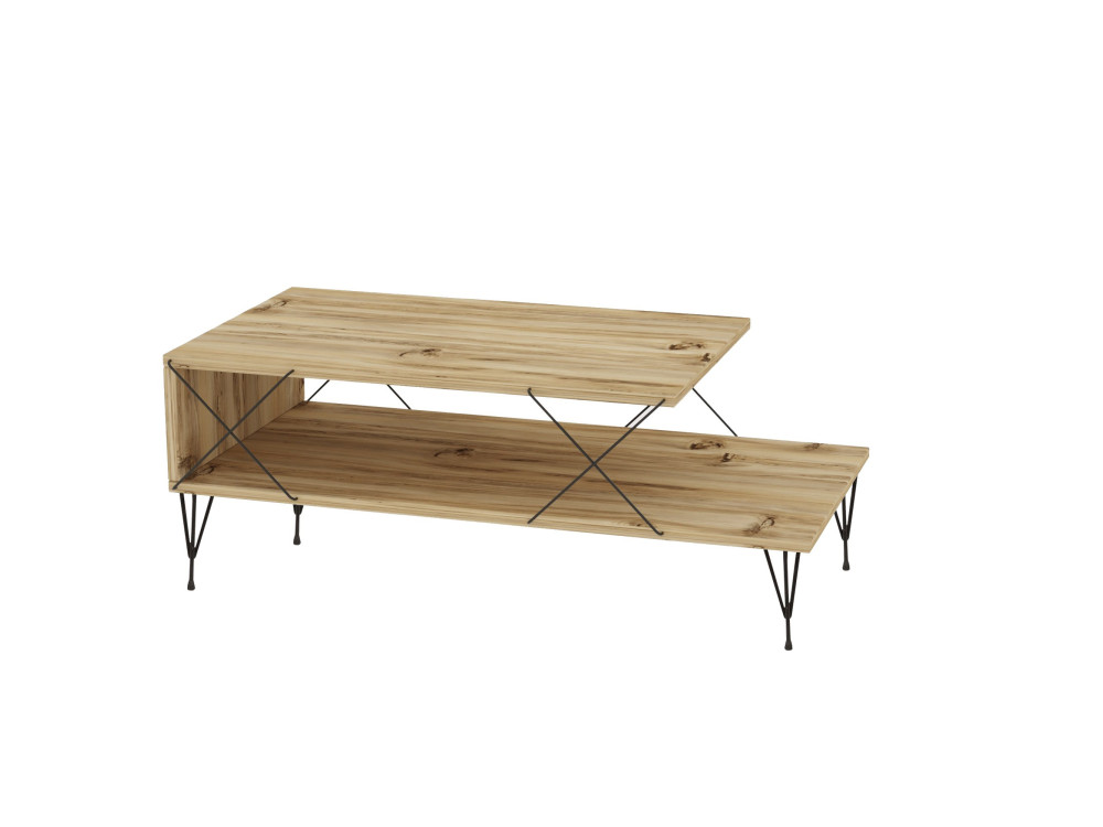 Mesa de centro em madeira "Loire" - 100 x 50 x 40 cm - Castanho