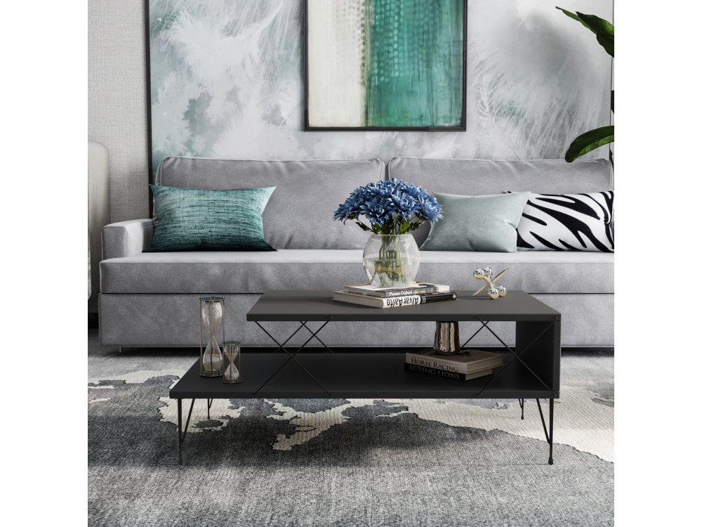 Mesa de centro de madeira "Loire" 100 x 50 x 40 cm - Antracite