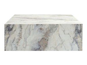 Mesa de centro em madeira "Prizma" - 90 x 90 x 35 cm - mármore Freesia