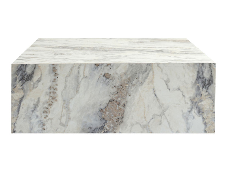 Mesa de centro em madeira "Prizma" - 90 x 90 x 35 cm - mármore Freesia
