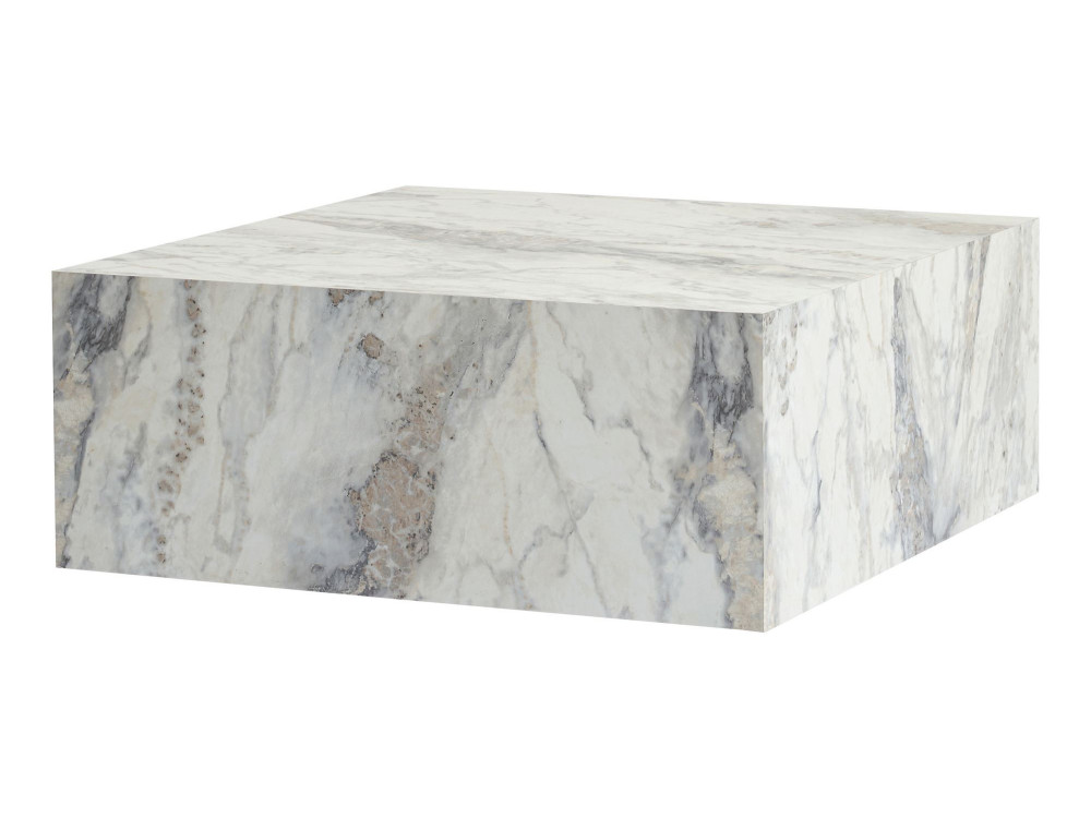 Mesa de centro em madeira "Prizma" - 90 x 90 x 35 cm - mármore Freesia