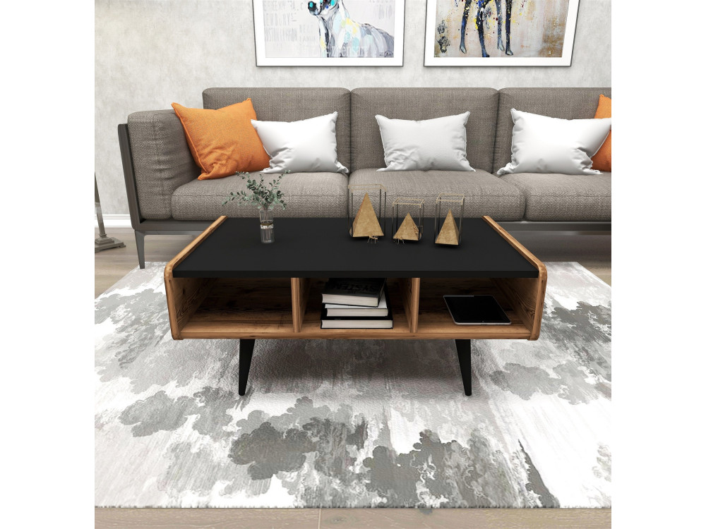 Mesa de centro em madeira "Line" - 90 x 56 x 40 cm - Nogueira clara