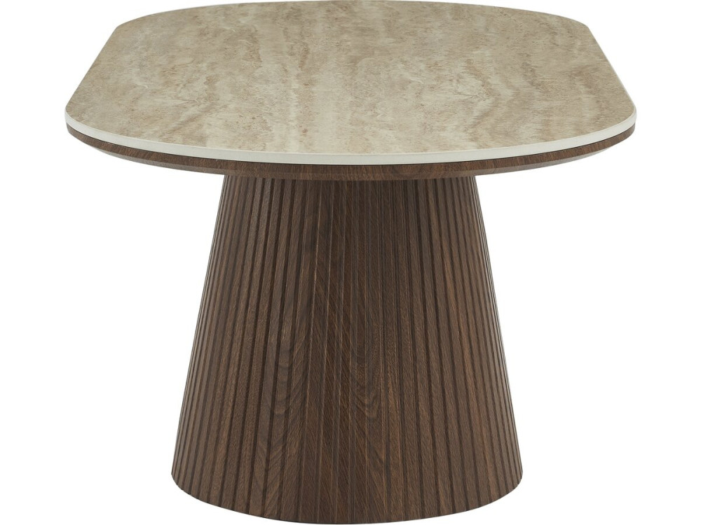 Mesa de centro oval em cerâmica "Portofino" - 120 cm -Travertino e castanho