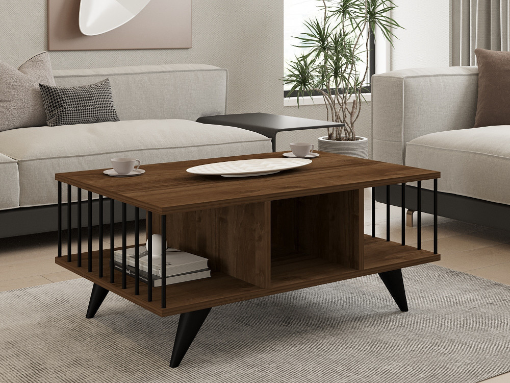 Mesa de centro de madeira "Bert" - 90 x 60 x 40 cm - Nogueira