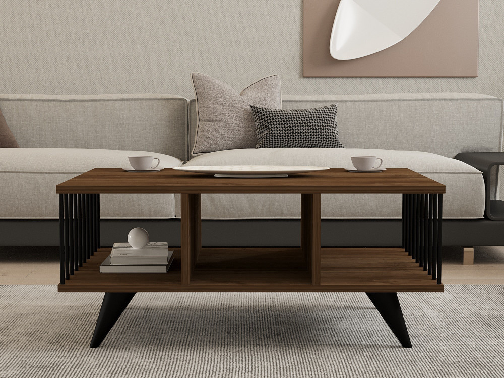 Mesa de centro de madeira "Bert" - 90 x 60 x 40 cm - Nogueira
