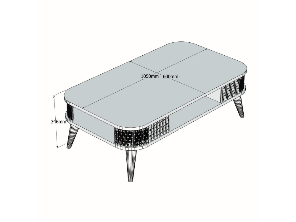 Mesa de centro em madeira "Eylul" - 105 x 60 x 35 cm - Travertino