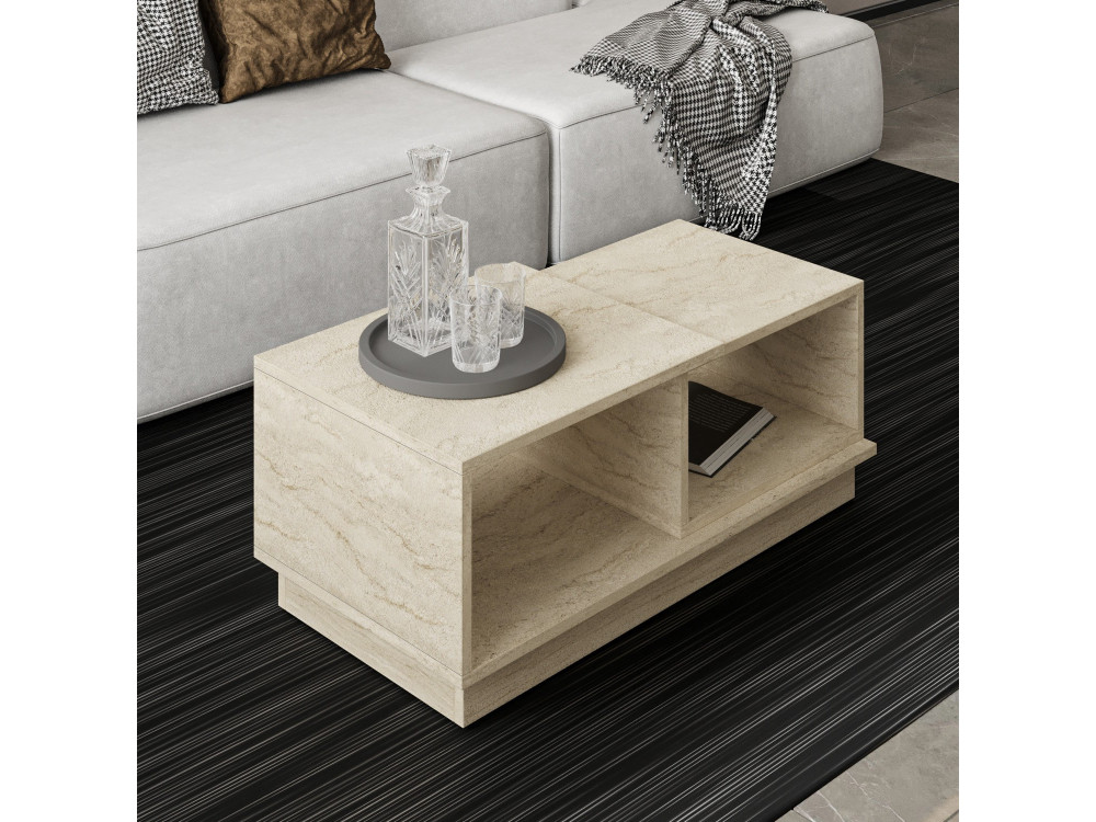 Mesa de centro em madeira "Consept" - 90 x 45 x 36 cm - Travertino