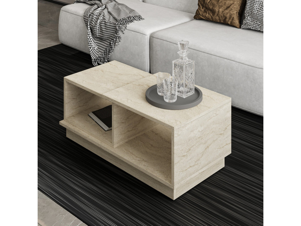 Mesa de centro em madeira "Consept" - 90 x 45 x 36 cm - Travertino
