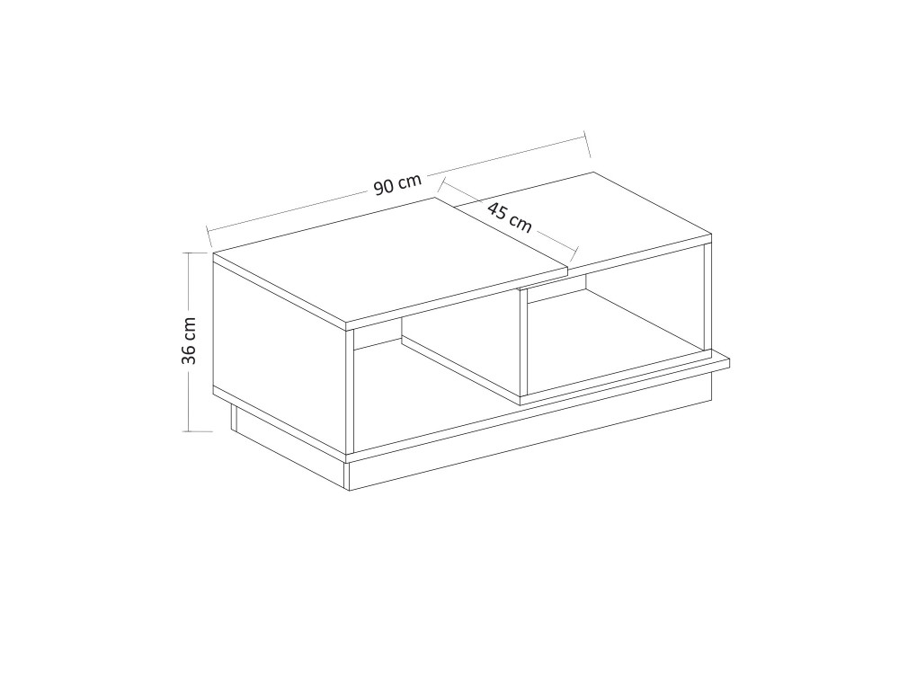 Mesa de centro em madeira "Consept" - 90 x 45 x 36 cm - Travertino
