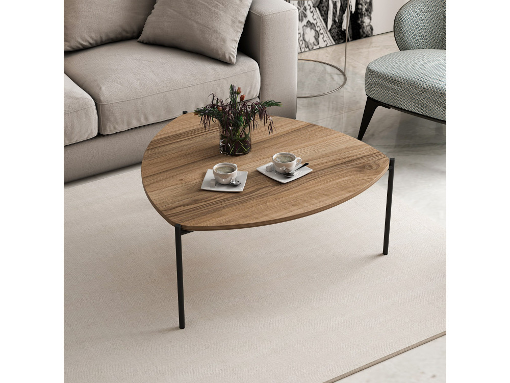 Mesa de centro em madeira "Lenny" - 90 x 89 x 40 cm - Nogueira