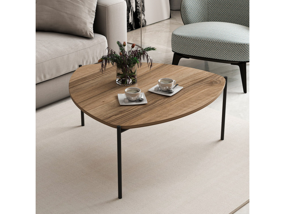 Mesa de centro em madeira "Lenny" - 90 x 89 x 40 cm - Nogueira