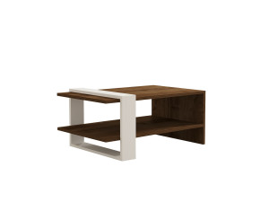 Mesa de centro de madeira "Gaye" - 80 x 50 x 35 cm - Nogueira, Branco