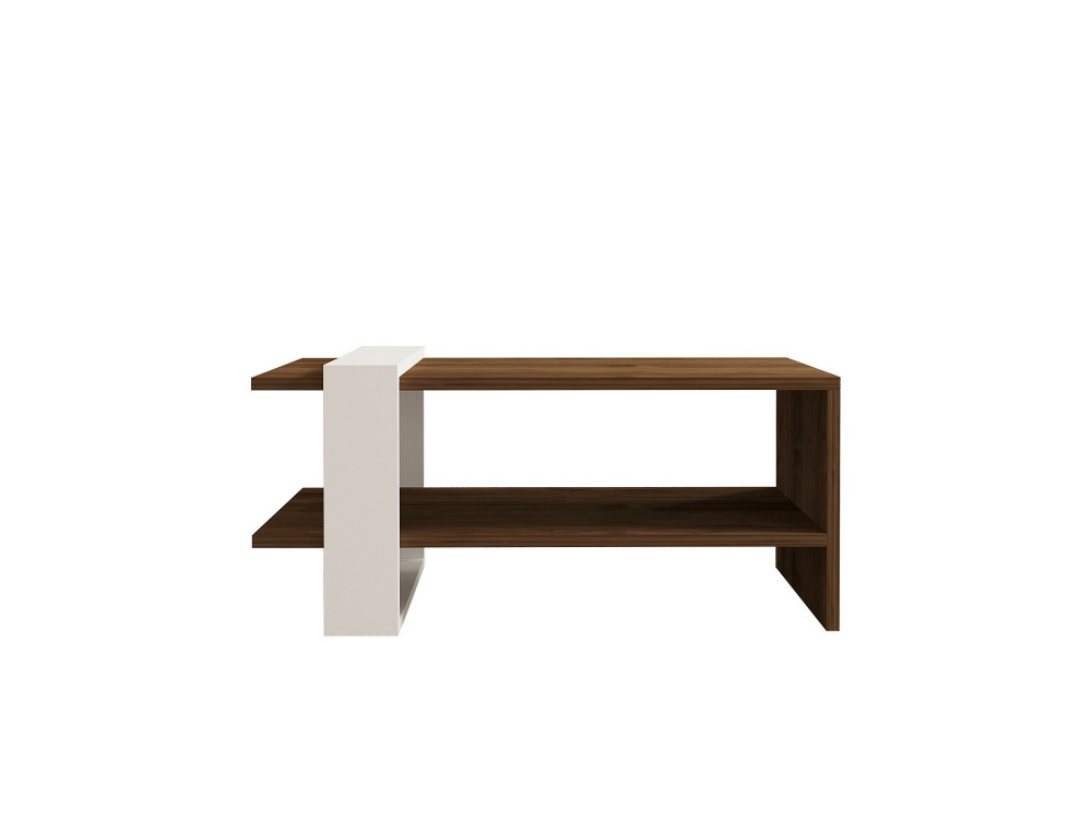 Mesa de centro de madeira "Gaye" - 80 x 50 x 35 cm - Nogueira, Branco