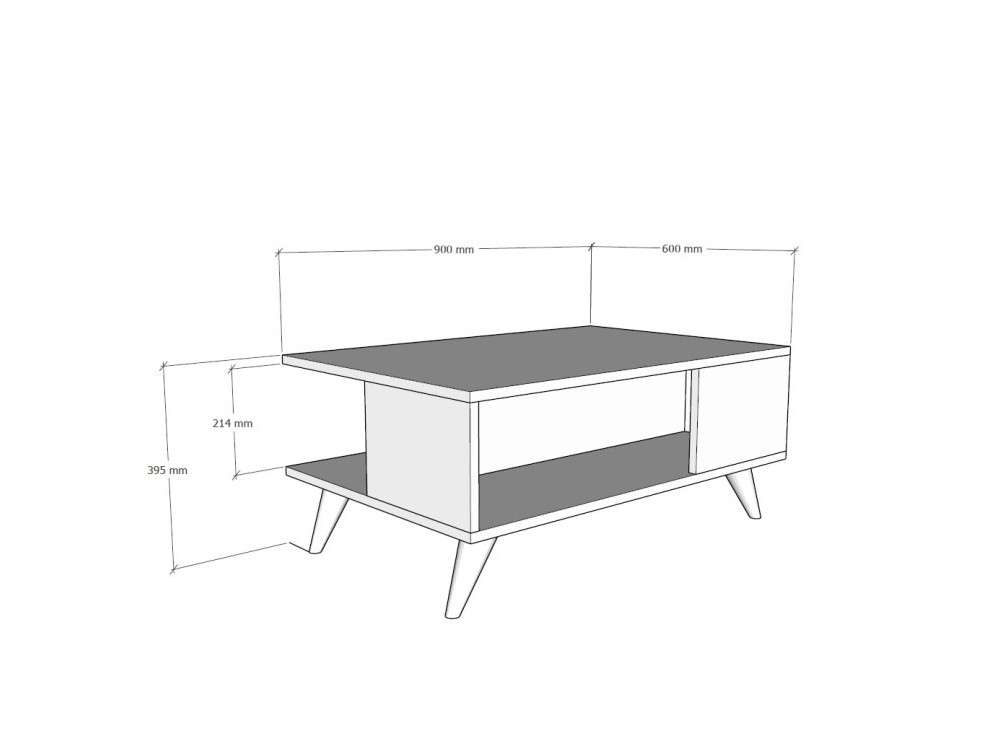 Mesa de centro de madeira "Yuka" - 90 x 60 x 39 cm - Nogueira, Preto