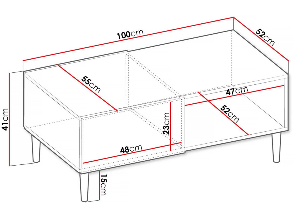 Mesa de centro "Nakomo" - 100 x 41 x 52 cm - Branco