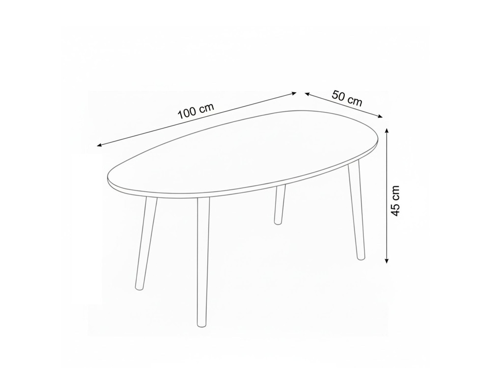 Mesa de centro de madeira "Nora" 100 x 50 x 45 cm - Nogueira