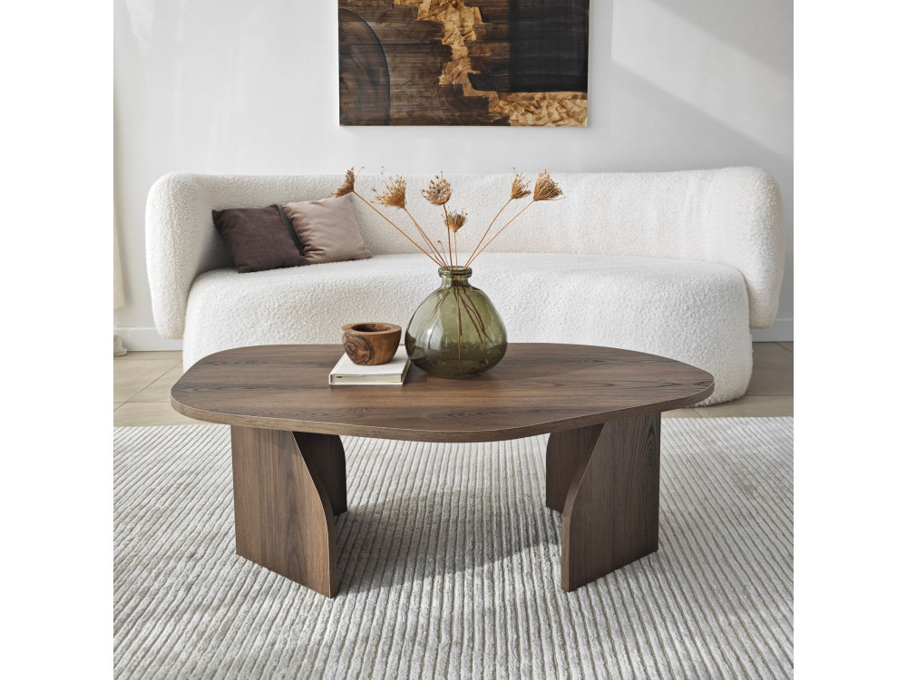 Mesa de centro de madeira "Rock" 100 x 60 x 35 cm - Nogueira