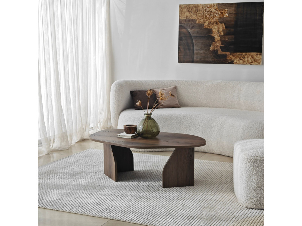 Mesa de centro de madeira "Rock" 100 x 60 x 35 cm - Nogueira