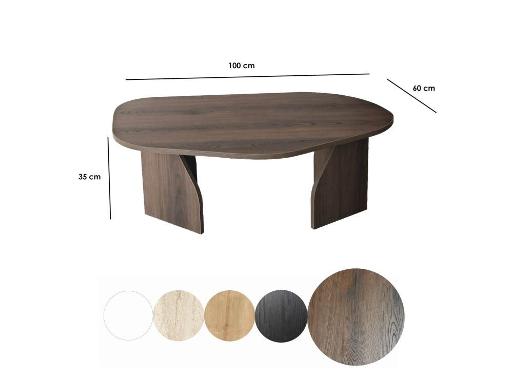 Mesa de centro de madeira "Rock" 100 x 60 x 35 cm - Nogueira