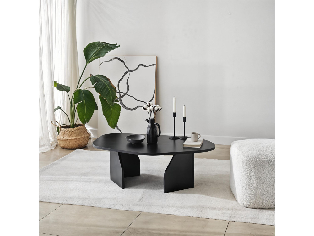 Mesa de centro de madeira "Rock" 100 x 60 x 35 cm - Preto