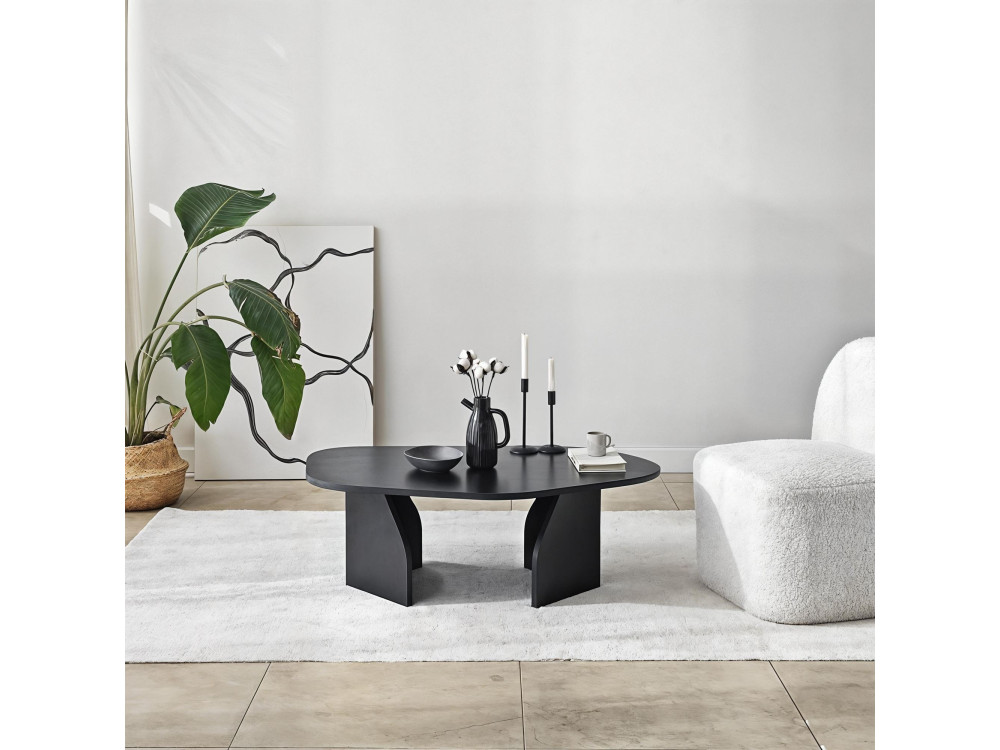 Mesa de centro de madeira "Rock" 100 x 60 x 35 cm - Preto