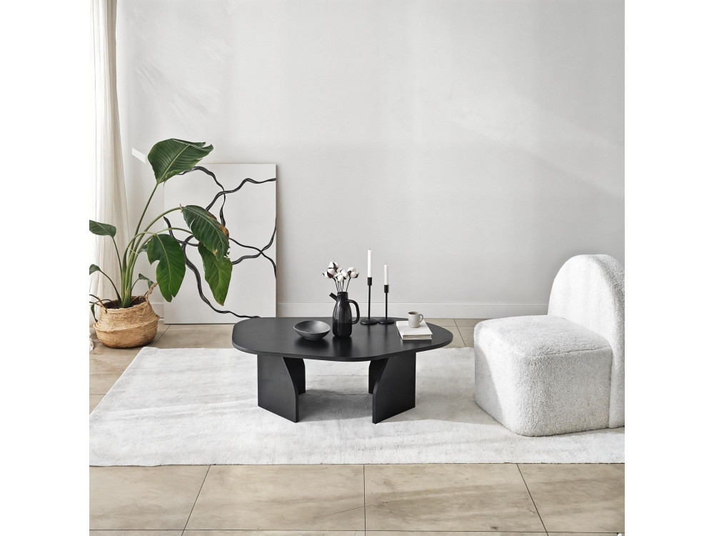 Mesa de centro de madeira "Rock" 100 x 60 x 35 cm - Preto