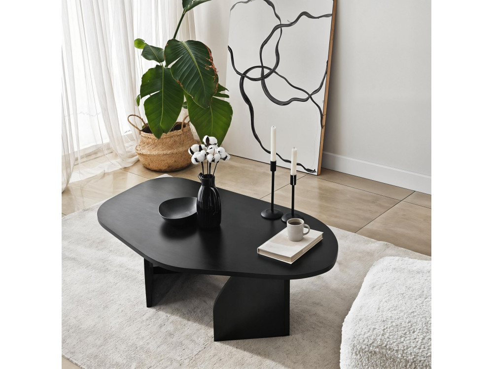 Mesa de centro de madeira "Rock" 100 x 60 x 35 cm - Preto