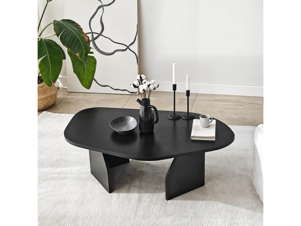 Mesa de centro de madeira "Rock" 100 x 60 x 35 cm - Preto
