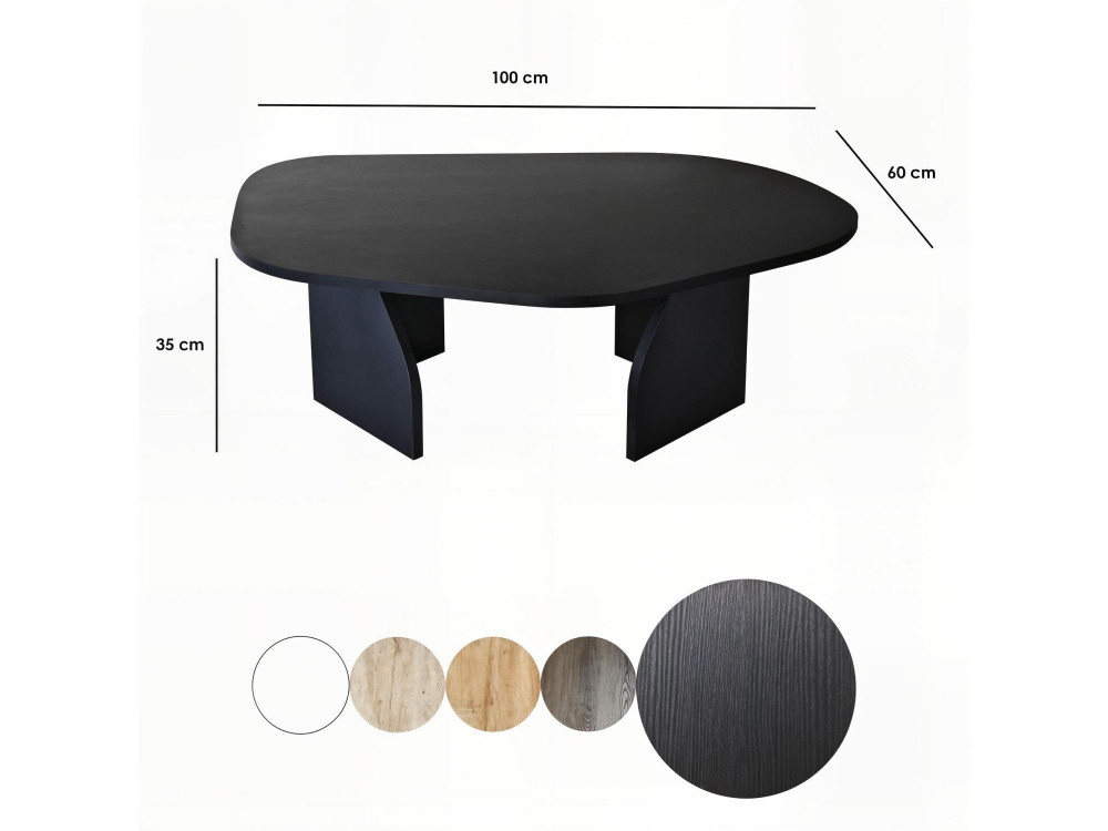 Mesa de centro de madeira "Rock" 100 x 60 x 35 cm - Preto