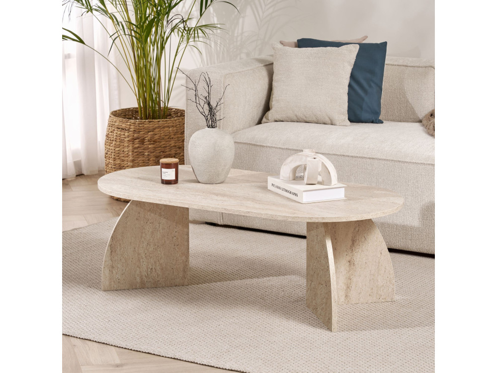 Mesa de centro de madeira "Melina" 120 x 60 x 40 cm - Travertino