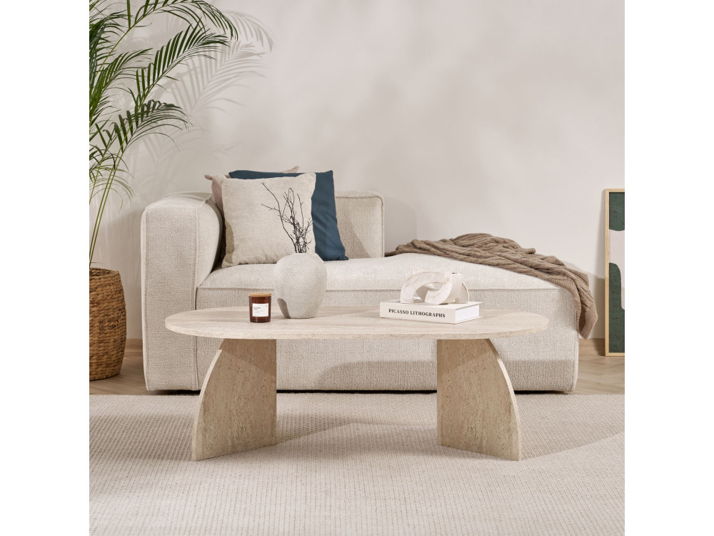 Mesa de centro de madeira "Melina" 120 x 60 x 40 cm - Travertino