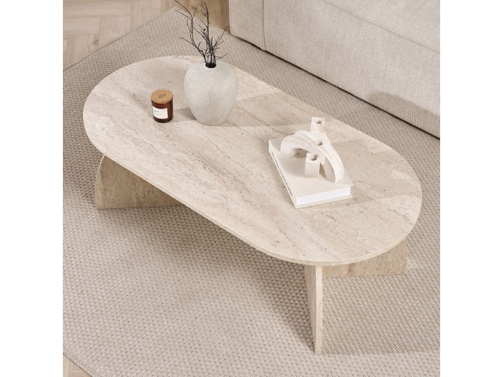 Mesa de centro de madeira "Melina" 120 x 60 x 40 cm - Travertino