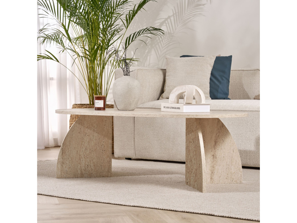 Mesa de centro de madeira "Melina" 120 x 60 x 40 cm - Travertino