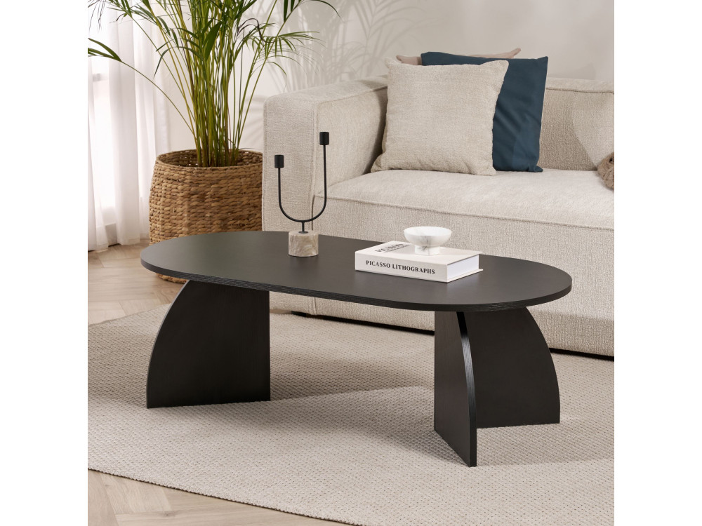 Mesa de centro de madeira "Melina" 120 x 60 x 40 cm - Madeira preta