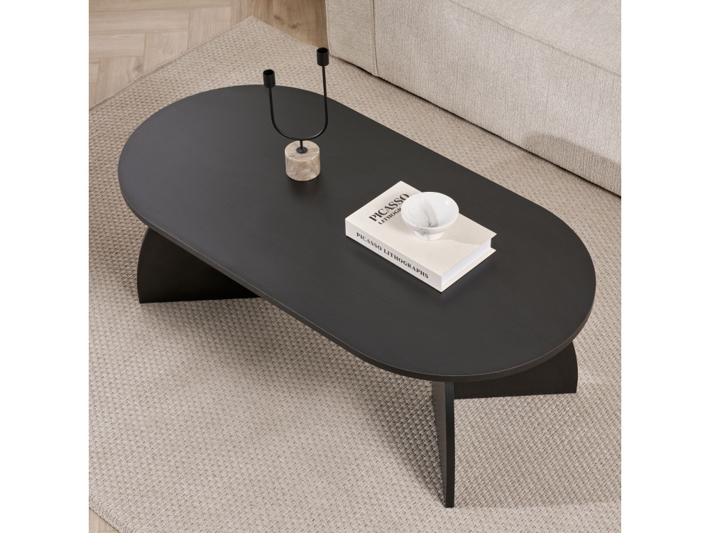 Mesa de centro de madeira "Melina" 120 x 60 x 40 cm - Madeira preta