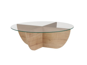 Mesa de centro em vidro "Liya" 90 x 90 x 30 cm - Carvalho safira