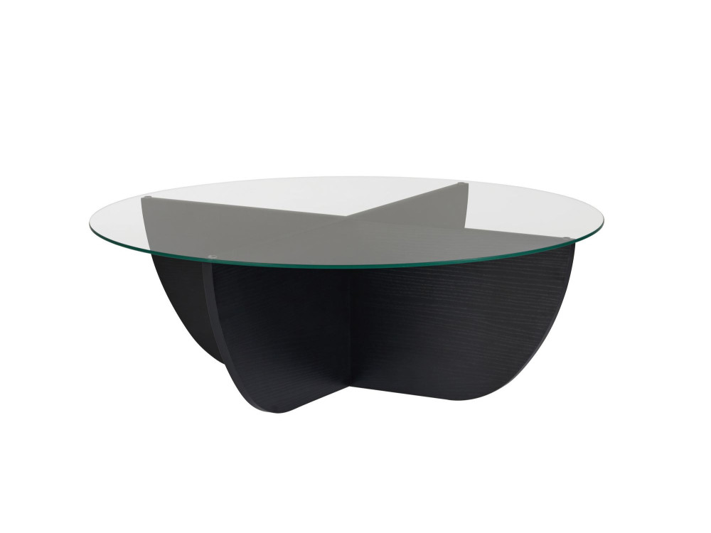 Mesa de centro de vidro "Liya" 90 x 90 x 30 cm - Madeira preta