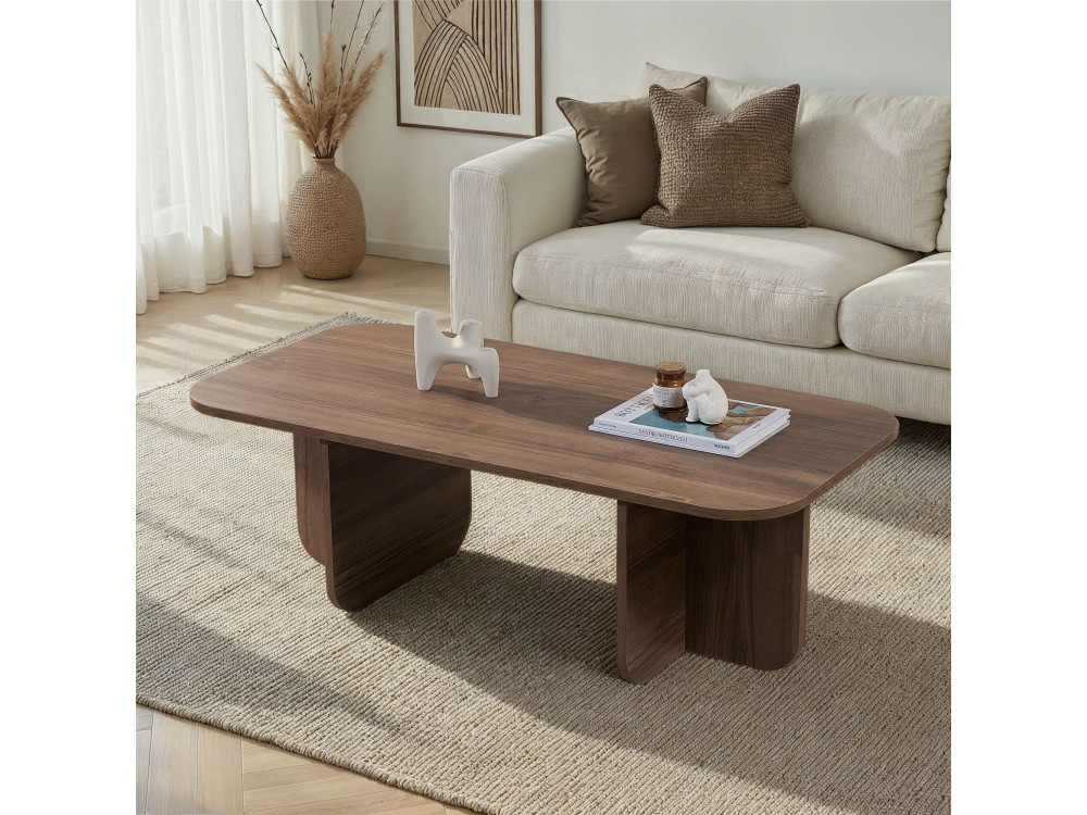 Mesa de centro de madeira "Akira" 120 x 60 x 41 cm - Nogueira