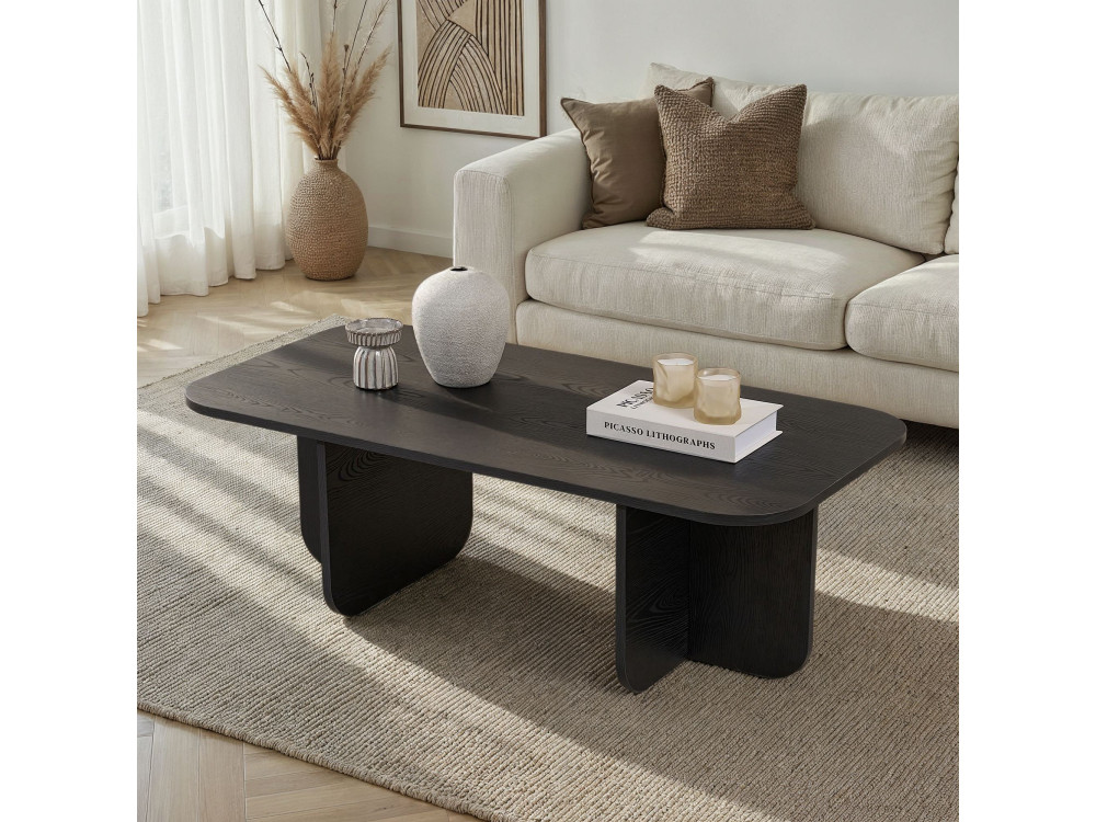 Mesa de centro de madeira "Akira" 120 x 60 x 41 cm - Madeira preta