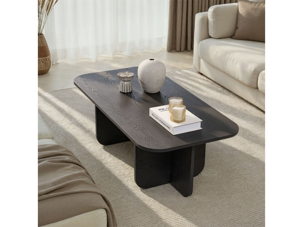 Mesa de centro de madeira "Akira" 120 x 60 x 41 cm - Madeira preta
