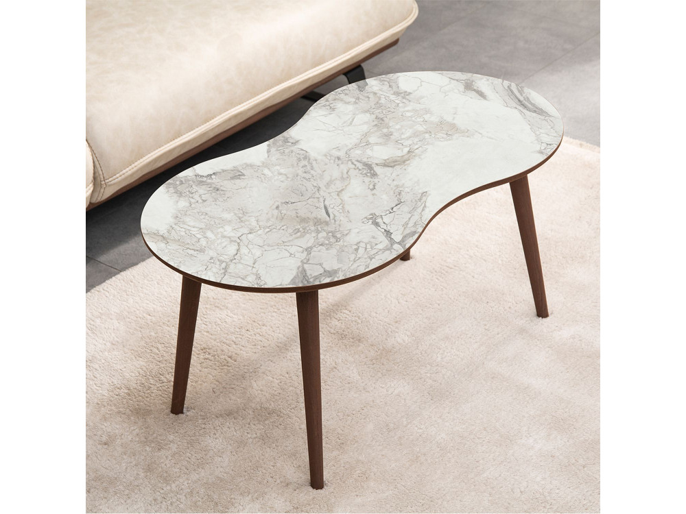 Mesa de centro de madeira "Moon" 99 x 54 x 45 cm - Branco