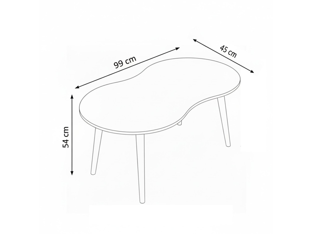 Mesa de centro de madeira "Moon" 99 x 54 x 45 cm - Branco