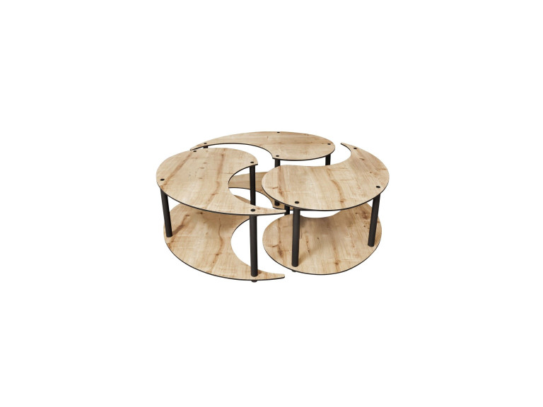 Conjunto de mesa de centro em madeira "Yin" 70 x 70 x 38 cm - Carvalho